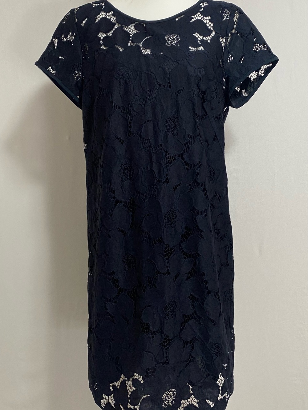 LOFT Navy Floral Lace Shift Dress
